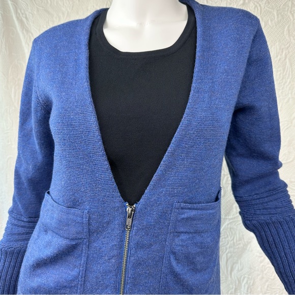 J Crew Zip Cardigan w/Pockets & Chunky Knit Sleeves - Picture 2 of 13